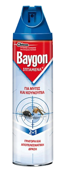 Baygon Spray Μπλε 400ml(Iπτάμενα /Έντομα)